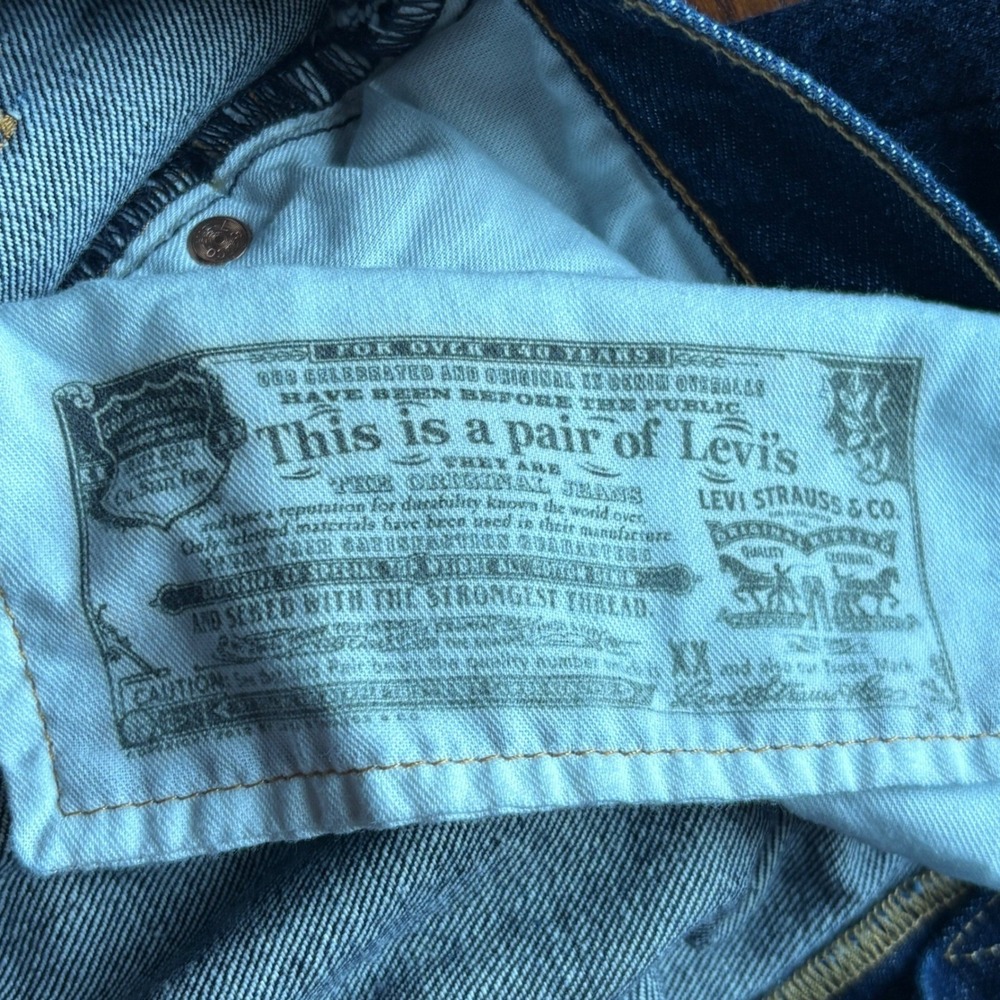 Y2K Men's Levis 501 Original Fit Straight Leg Indigo Blue Button Fly Jeans 32x34 - Picture 9 of 15